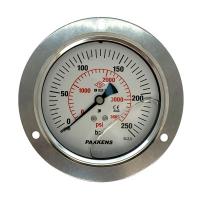 Манометр гидравлический осевой MG 100 10 01714 (0-250 Bar) с фланцем, ф=100мм.